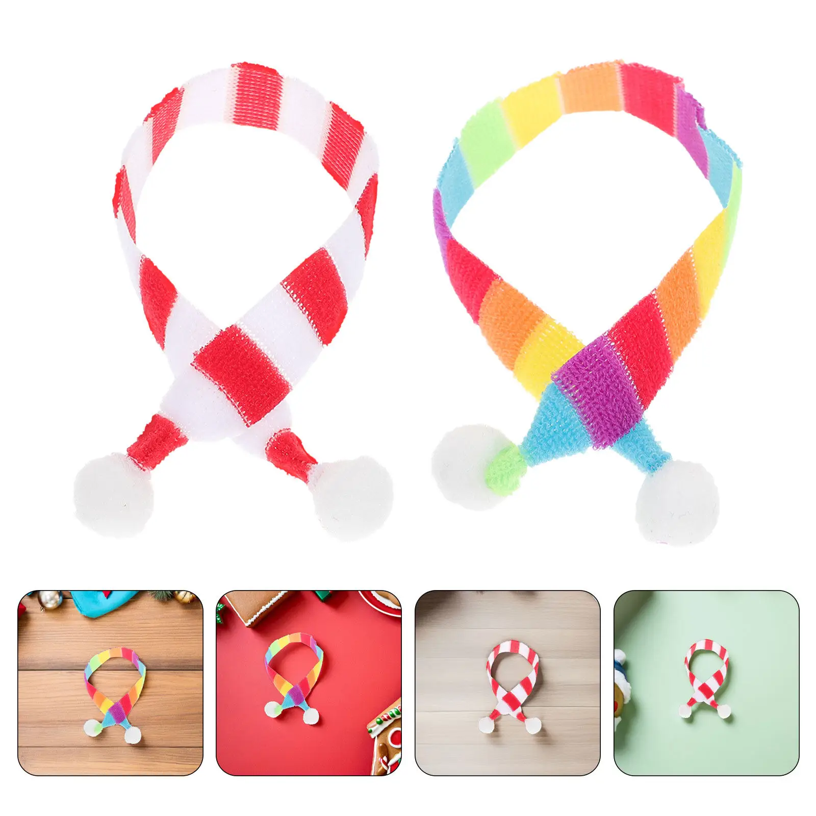 

20 шт. мини-шарфов Санты для вязаных рождественских украшений, аксессуаров для рукоделия, декора шеек бутылок вина в виде снеговика, для детских праздников