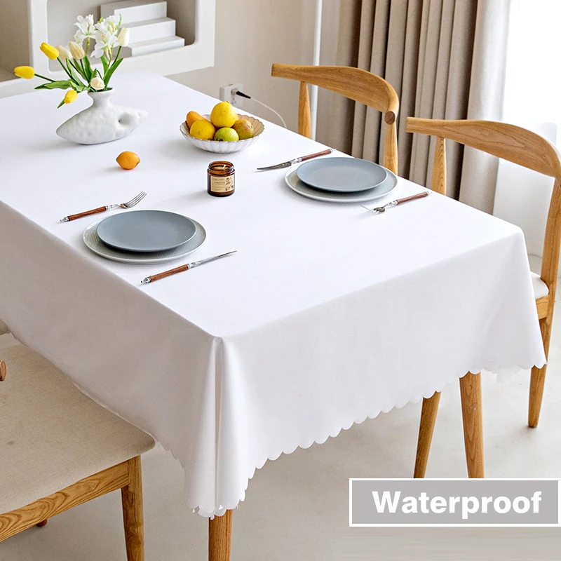 

Rectangular Cotton and Linen Tablecloth Waterproof Table Cover Oil Proof Simple Solid Color Wedding Dining Party Table Cloth