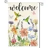 AVOIN colorlife Welcome Hummingbird Spring Flowers Garden Flag 12x18 Inch jjp