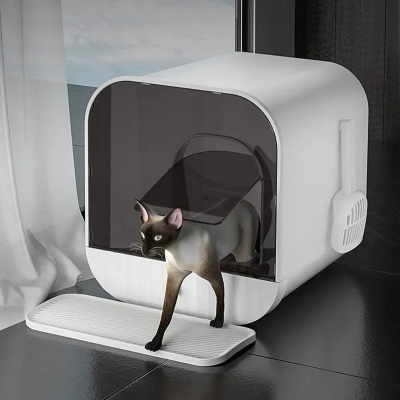 Cat Litter Box Fully Enclosed Splash-proof Cat Toilet with Litter Scoop Large Capacity Drawer Type Cat Litter Box Cat Accessorie view 2