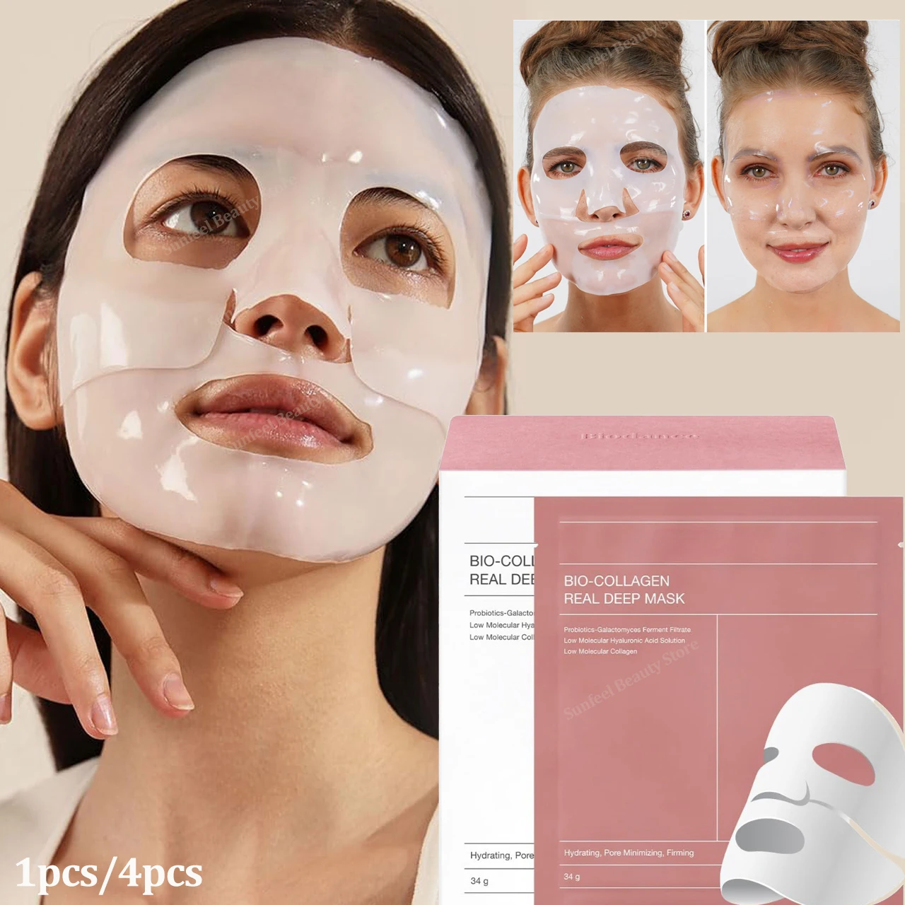 Bio Collagen Facial Mask Wrinkle Remover Overnight Increases Elasticity Deep Moisturizing Shrink Pores Brighten Smooth Skin Care