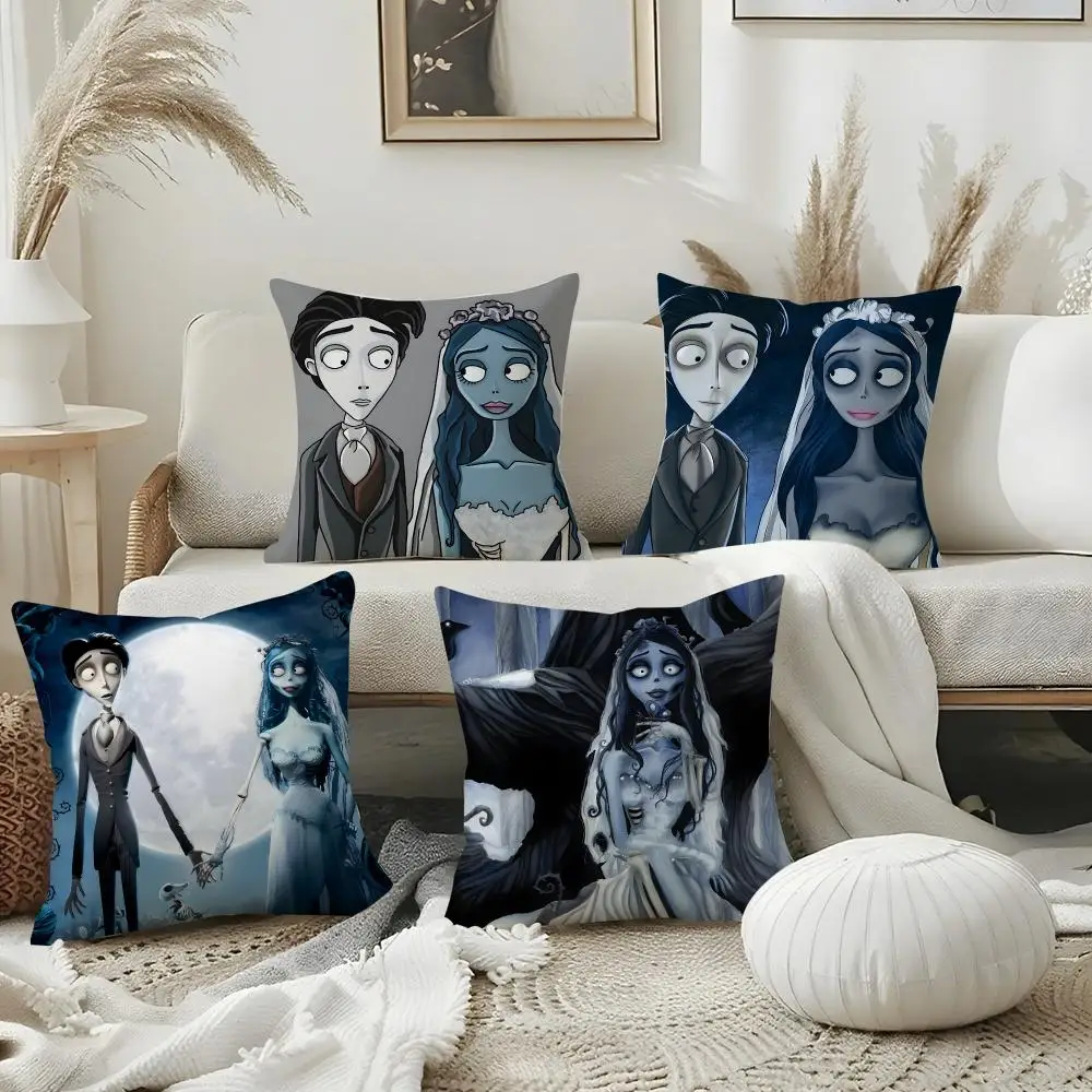 Movie Cartoon Corpse Bride-B Cushion Cover Pillow Case Plush Fabric Soft Double Sided Print Home Sofa High Quality Cushion