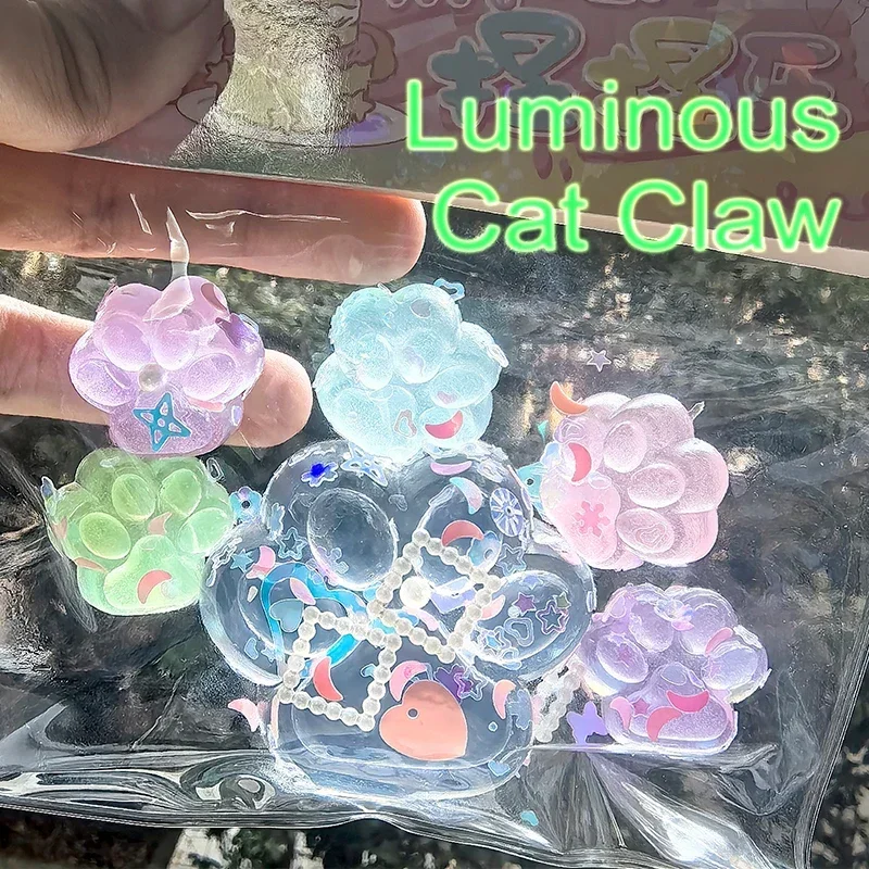 Luminous gato pata hamster mole squeeze brinquedo alívio do estresse festa antiestresse subindo brinquedos para adultos crianças estiramento brinquedo descompressão