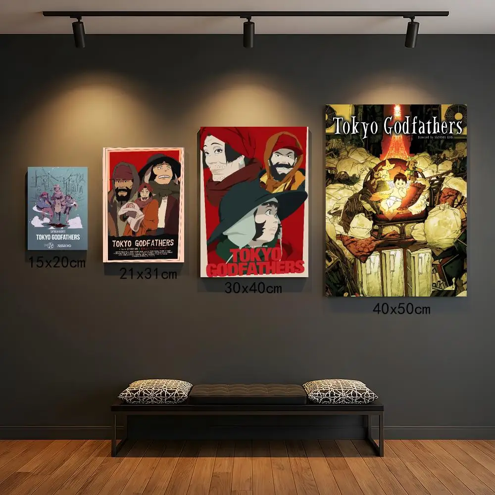 anime T-Tokyo Godfathers-S Poster Self Adhesive Wall Decor for Modern Home Cafe Office and Bar