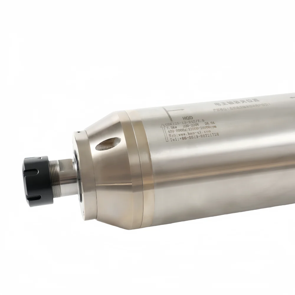 7.5Kw ER32 125mm Stone Working Water Cooled CNC Milling Spindle Motor With Bearing 380V Model GDK125-12-24Z/7.5