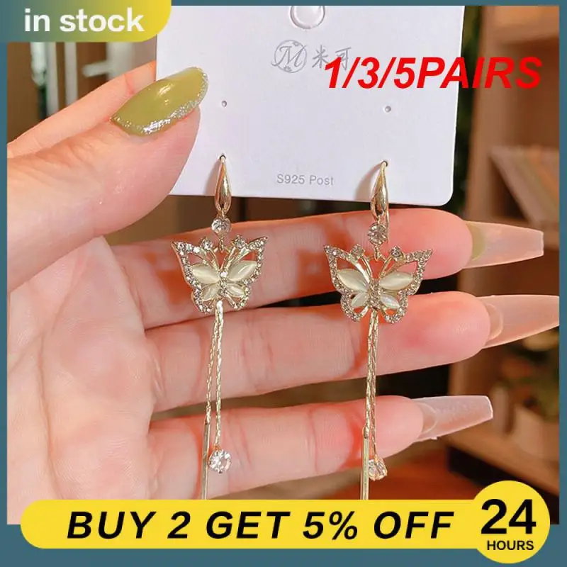 1/3/5PAIRS Long Opal Earrings Luxurious Feeling Exaggerated Earrings Luxury Accessories Must Have Earrings Butterfly