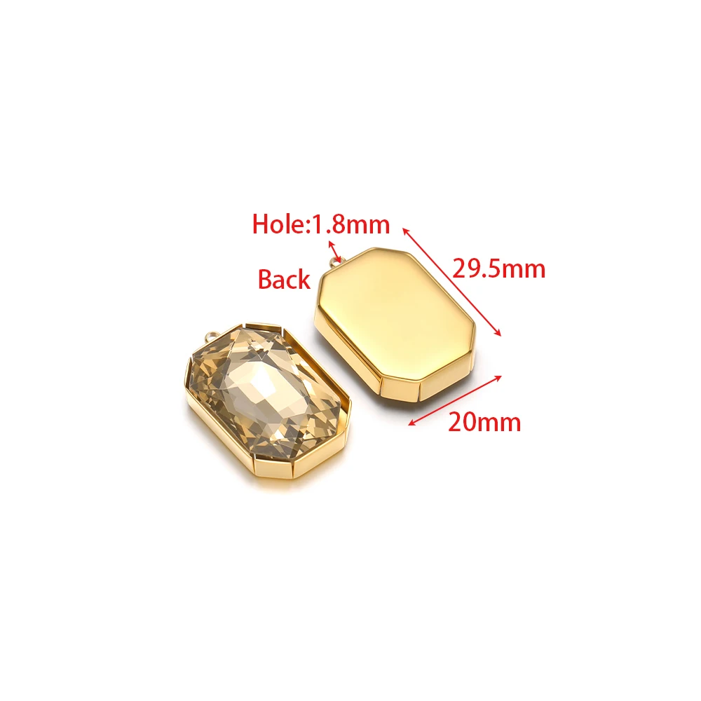 4 Stück Edelstahl-Kristallglas-Anhänger für Halsketten, Anhänger für DIY-Schmuck, Kleidungsherstellung, Damen-Ohrringe, Armbänder, Zubehör – Detail 3