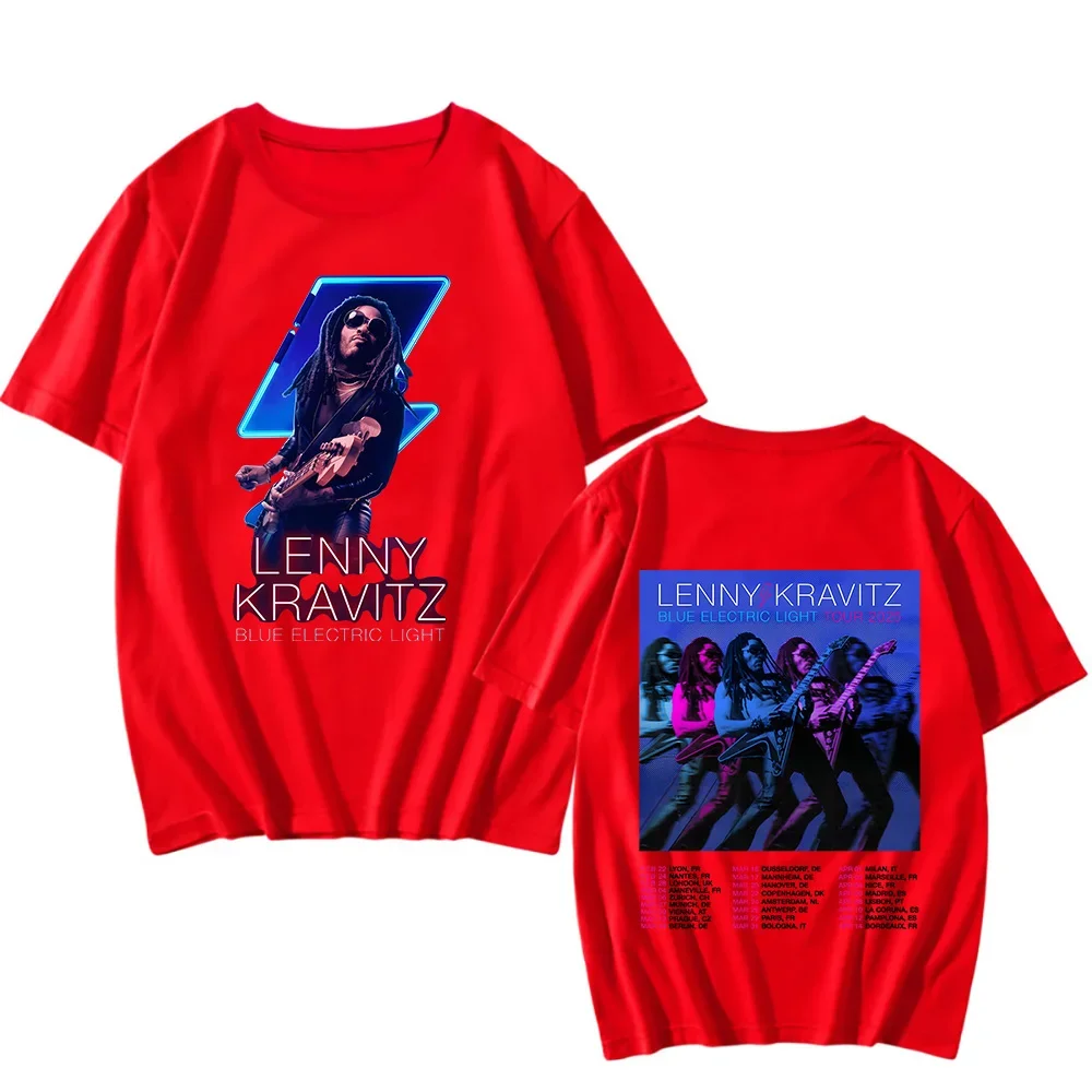 Lenny Kravitz Blue Electric Light Tour Tshirts Fan Gifts Classic Cotton Tops Women Men New Pattern T-shirts Crewneck Casual Tees image 3