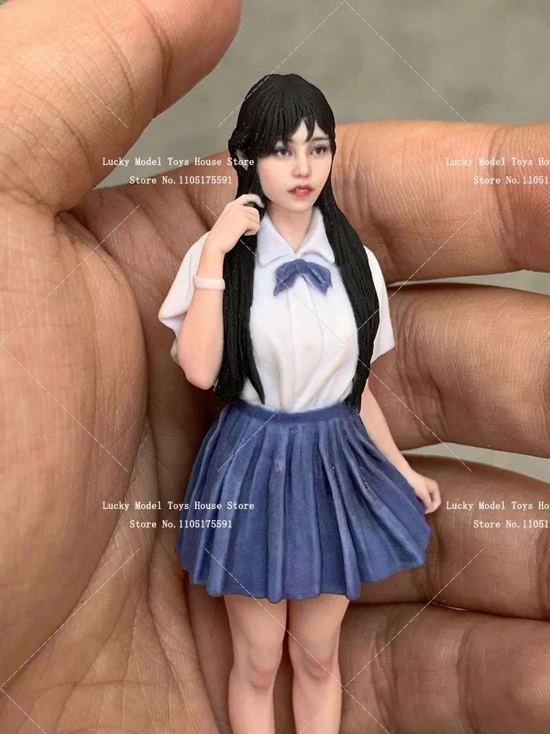 Uniforme JK a escala 1/16, escultura de chica de belleza impresa colorida, adorno de escritorio/coche, muñeca femenina de 10cm, juguetes, regalo, accesorio de escena