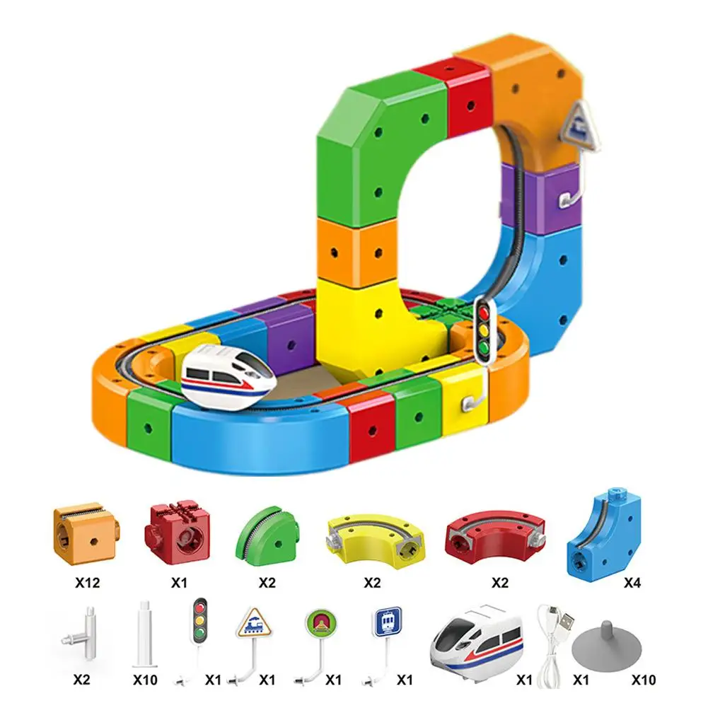 51/62/81/105//123/167PCS Magische Track Trein Oplaadbare 3D Building Tracks Cube rails STEM Educatief Speelgoed Verjaardagscadeau