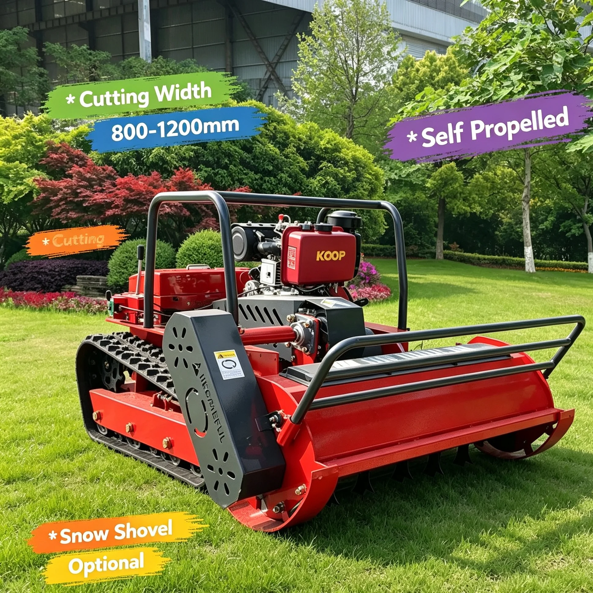 Customized wear-resistant lawn mower wheel optimizes tracked lawn mower operation, GPS improves precision of 800-1200mm cutting