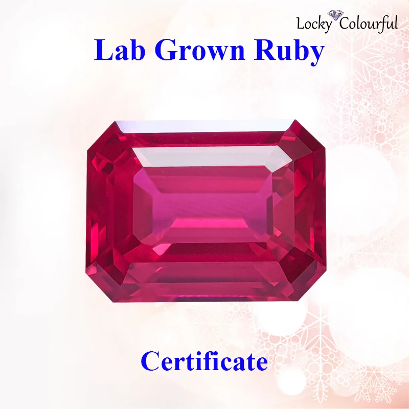 Lab Grown Ruby Emerald Cut Wholesale Red Color Charms Beads Selectable AGL Certificate for DIY Jewelry Making Necklace Earrings