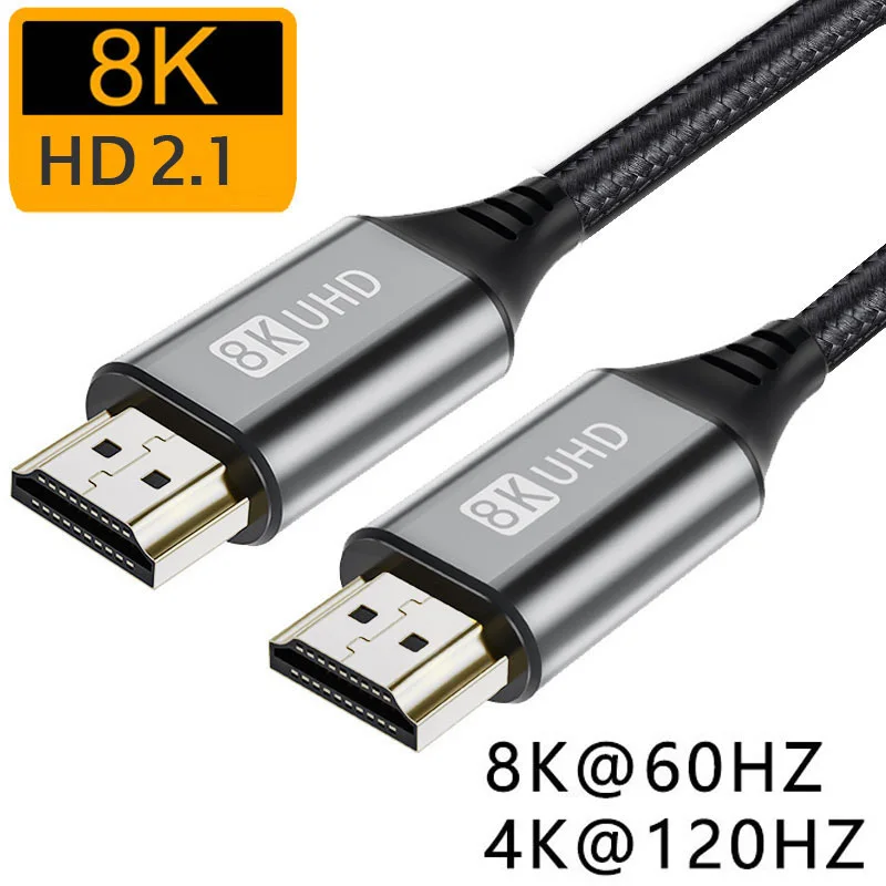 8K HDMI-compatible Cable for Xiaomi Mi Box 8K/60Hz 4K/120HZ 48Gbps Digital Cable for PS5 PS4 Laptop TV Monitor Projectors