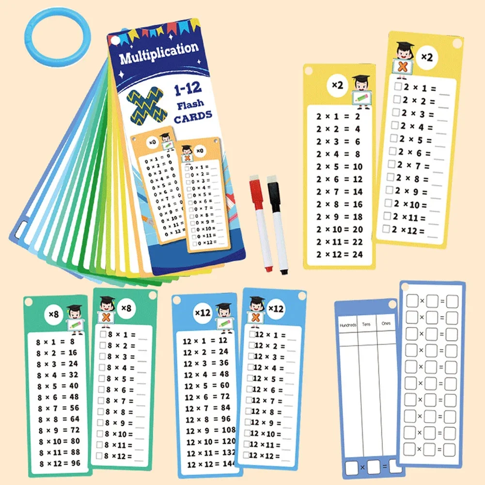 Maths Training Cards Addition Subtraction Multiplication and Division Educational Toys Student Arithmetic with Erasable Pen