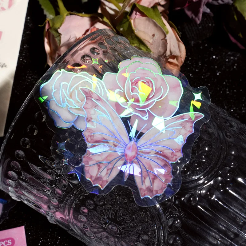 20pcs/pack Butterfly Sticker Gold Foil DIY Scrapbooking Collage Junk Journal Planner Decorative Stationery PET Stickers Material