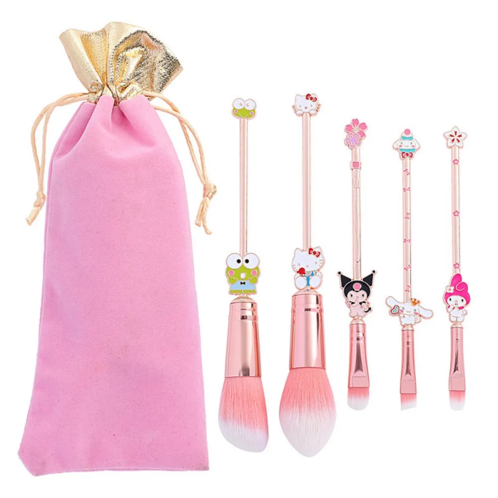 Hello Kitty Makeup Brush Set Cute Cartoon Originality Modeling Cosmetic Brush New Fashion Portable Cosmetic Brush 5-piece Set