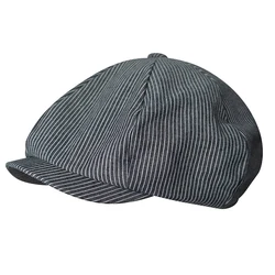 Summer Linen Newsboy Cap Men Women Stripe Bakerboy Caps Lightweight Breathable Flat Hat Apple Beret for Male NC09