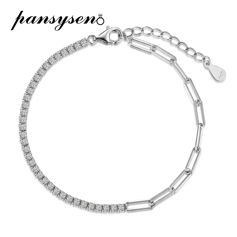 New Trendy 100% 925 Sterling Silver Lab Sapphire High Carbon Diamond Charm Bracelets for Women Wedding Party Fine Jewelry Gift