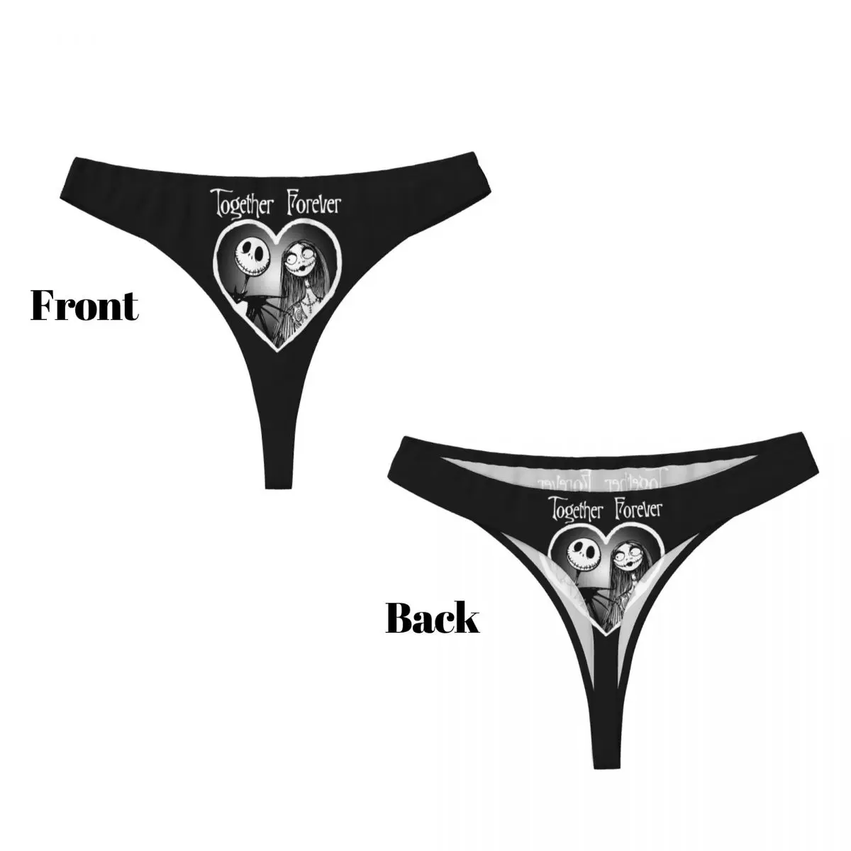 Custom Womens Jack Together Forever Halloween G-string Thongs Female Comfort The Nightmare Before Christmas Panties Underwear