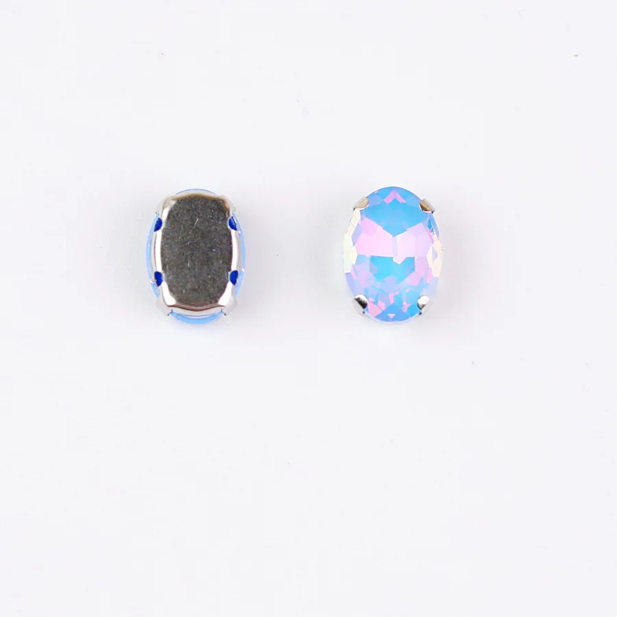 Ovale Form, Opalfarben, Glaskristall, Silber, Metallkrallenfassungen, 10 x 14 mm, 13 x 18 mm, zum Aufnähen von Strass, für Kleidungsstücke, DIY-Besatz – Detail 3