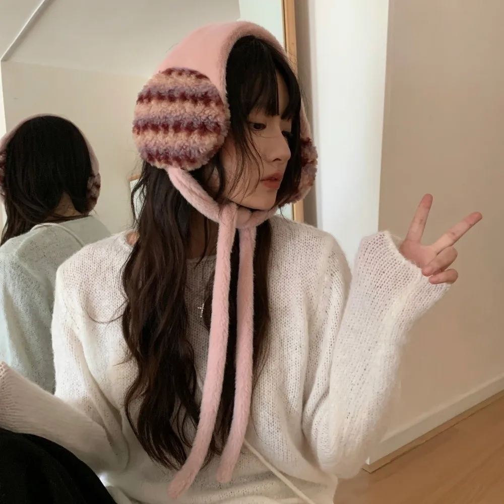 موضة سميكة الدانتيل متابعة غطاء للأذنين الباردة برهان يندبروف الدانتيل متابعة البلوز قبعة الدفء سدادات حماية الأذن عقال النساء #1