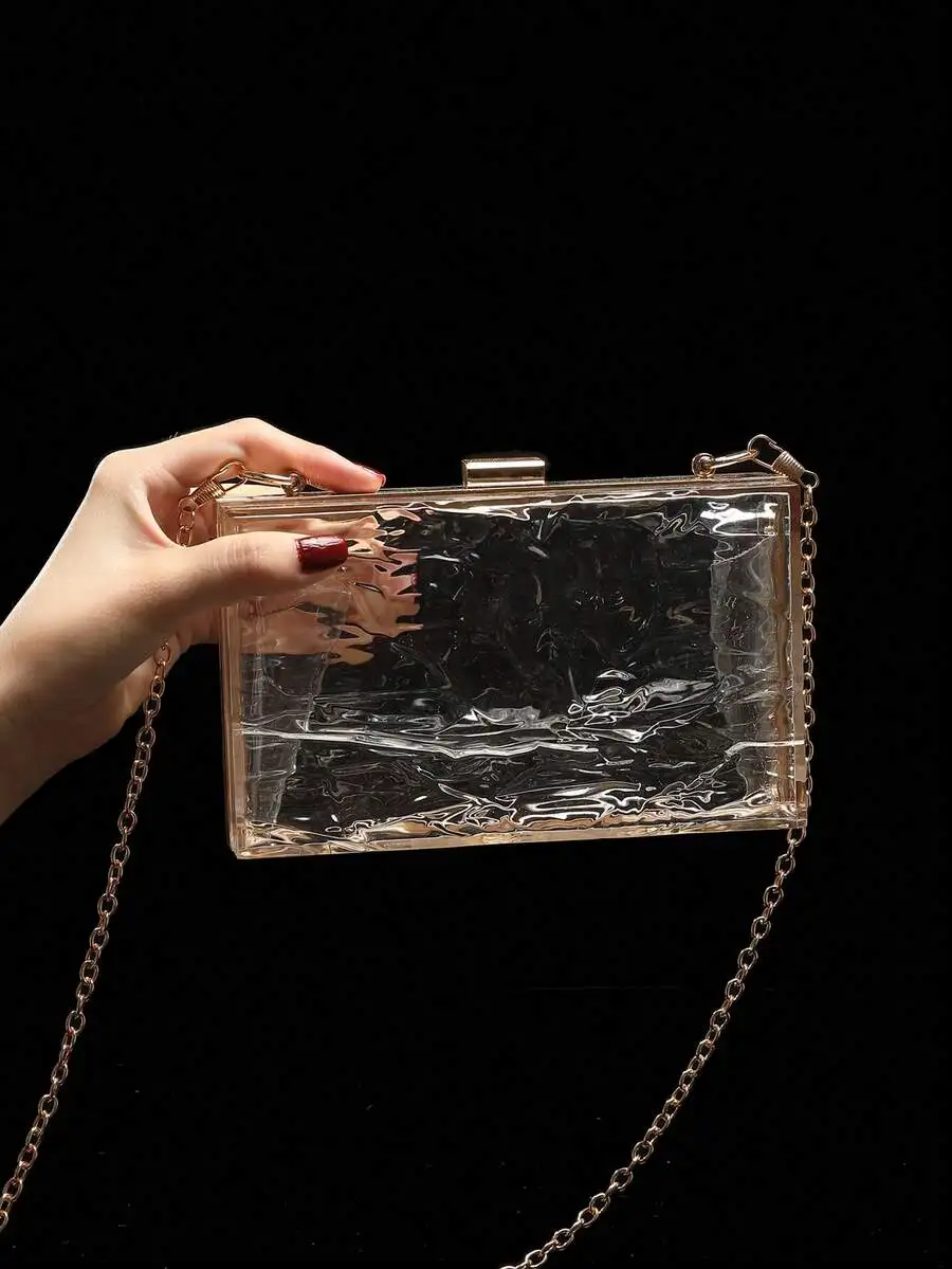 

Transparent Acrylic Cracked Glacier Clutch Bag With Chain For Evening Party Wedding Prom
