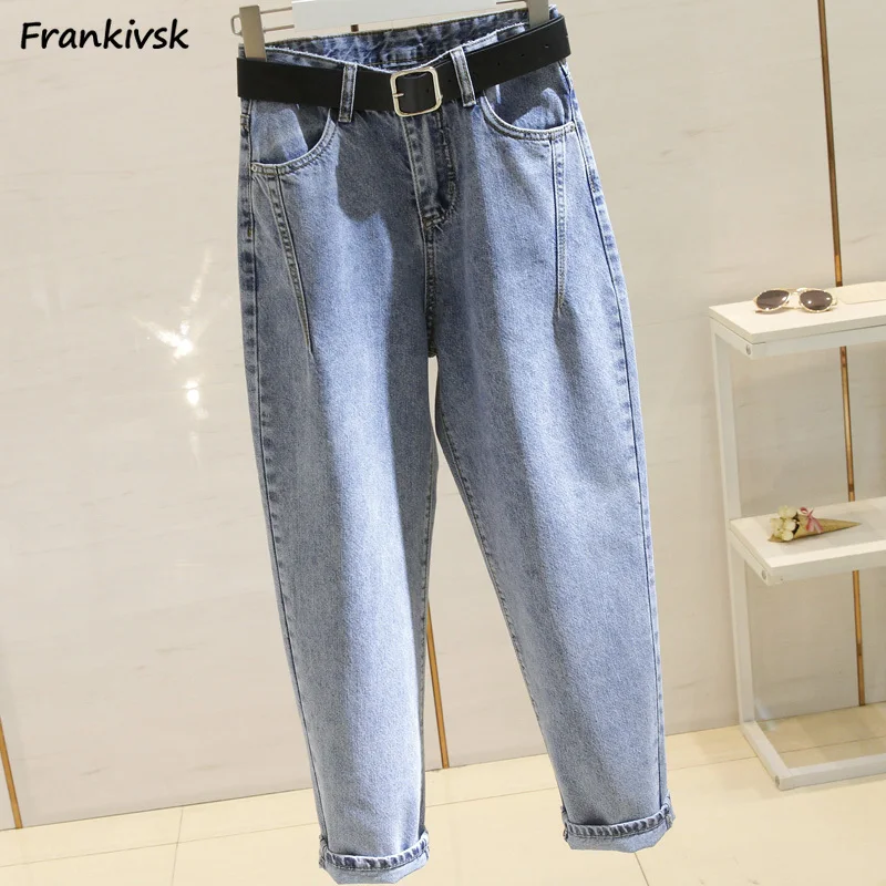 

S-5XL Jeans Women Trendy Simple Streetwear Leisure Autumn Student High Waist Harem Pantalones All-match Comfortable Ulzzang Pure