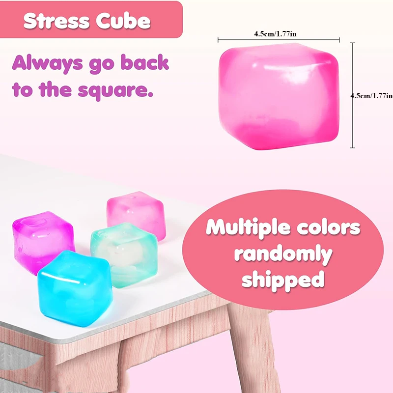 Cubos de hielo blandos de 4 colores, juguetes blandos, bolas para aliviar el estrés, juguete sensorial de rebote lento para niños, recuerdos de fiesta, regalos de cumpleaños