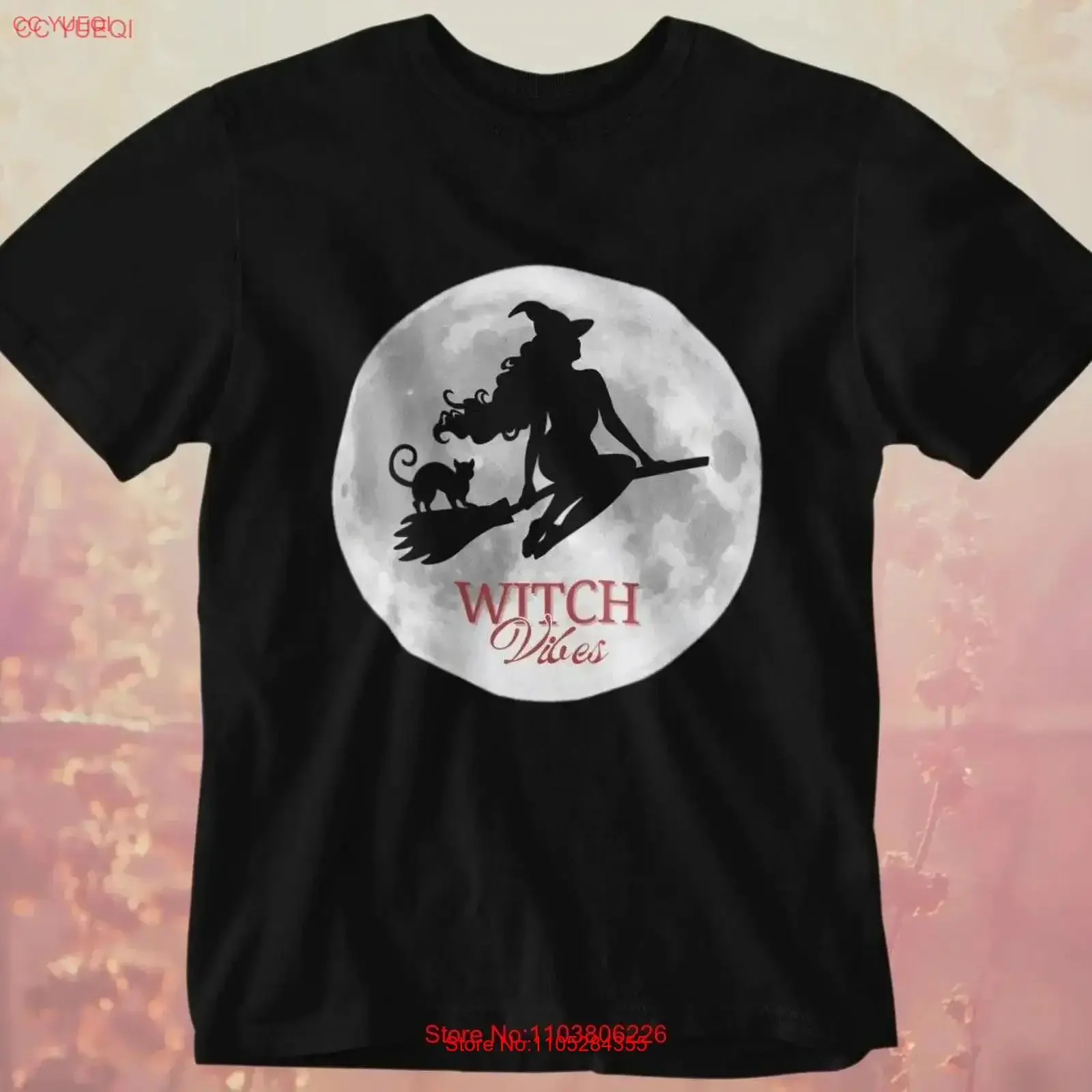 Witch Vibes Halloween T Shirt Trendy Halloweener Boo HalloweenT ed Spooky Vibe Witchie Fun Trency vintage Washed Stylish Casual