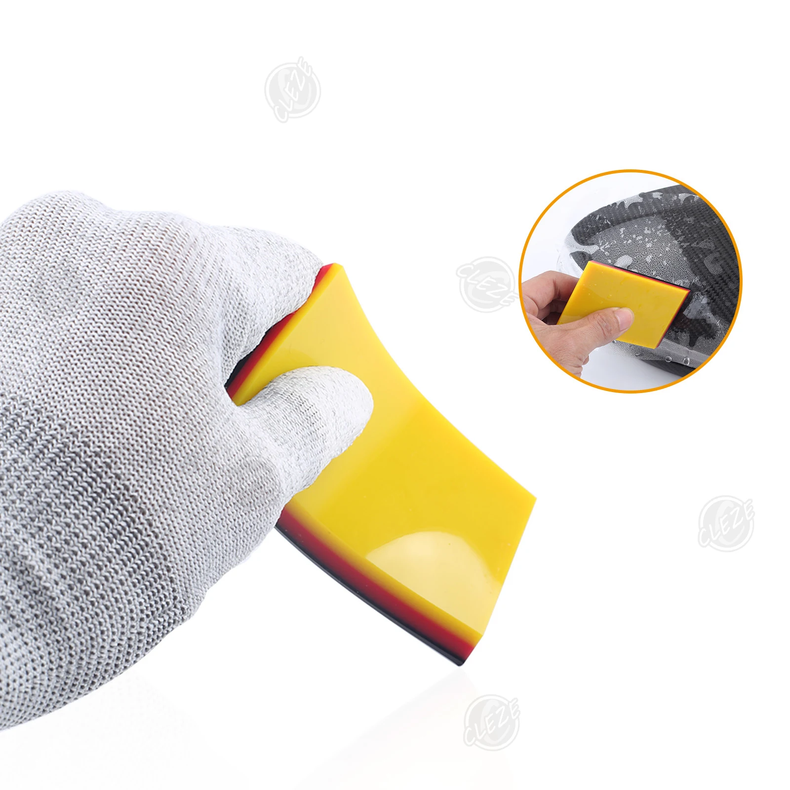 CLEZE TPU 3 Layer PPF Squeegee Two Sided Bevel Edge Combo Scraper Tool for Car Body Vinyl Wrap Window Tint Film Installation