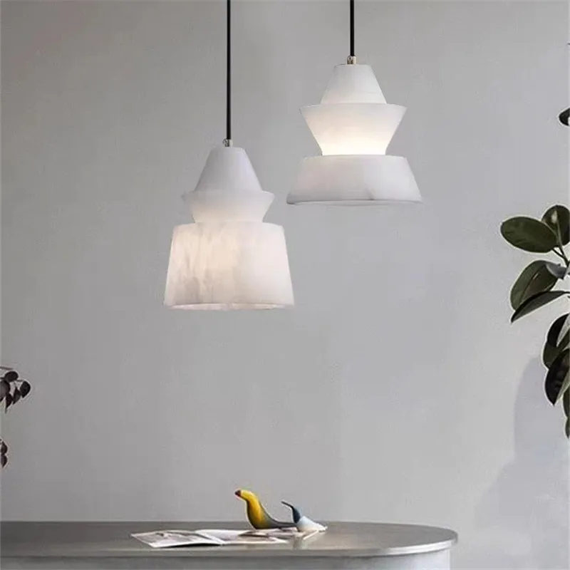 Nordic marble pendant light personality White Spanish brass lamp restaurant bar decoration bedside corridor pendant lamp