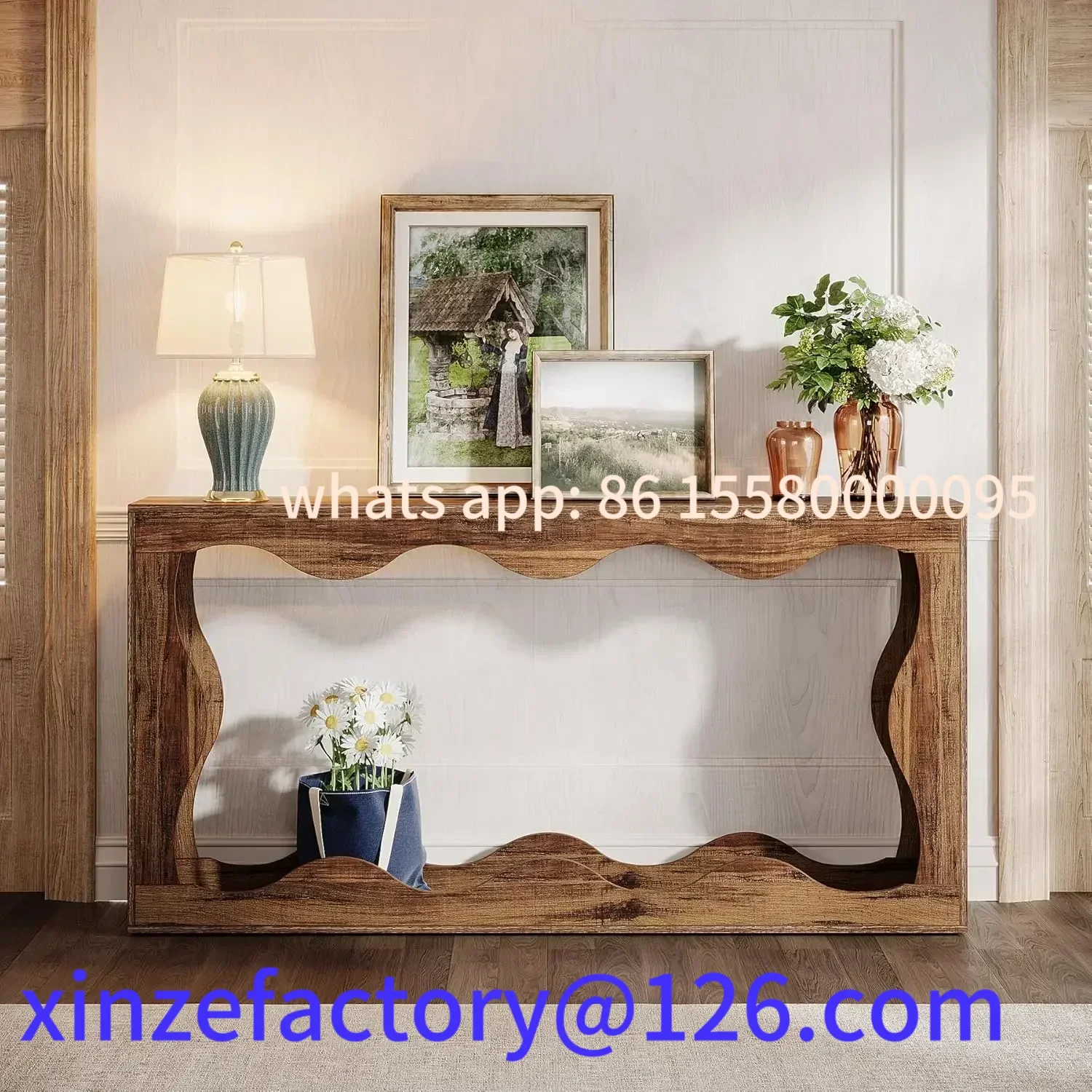 

Customizable 63-Inch Farmhouse Console Table with Storage, Couch Table Behind Sofa, Long Entryway