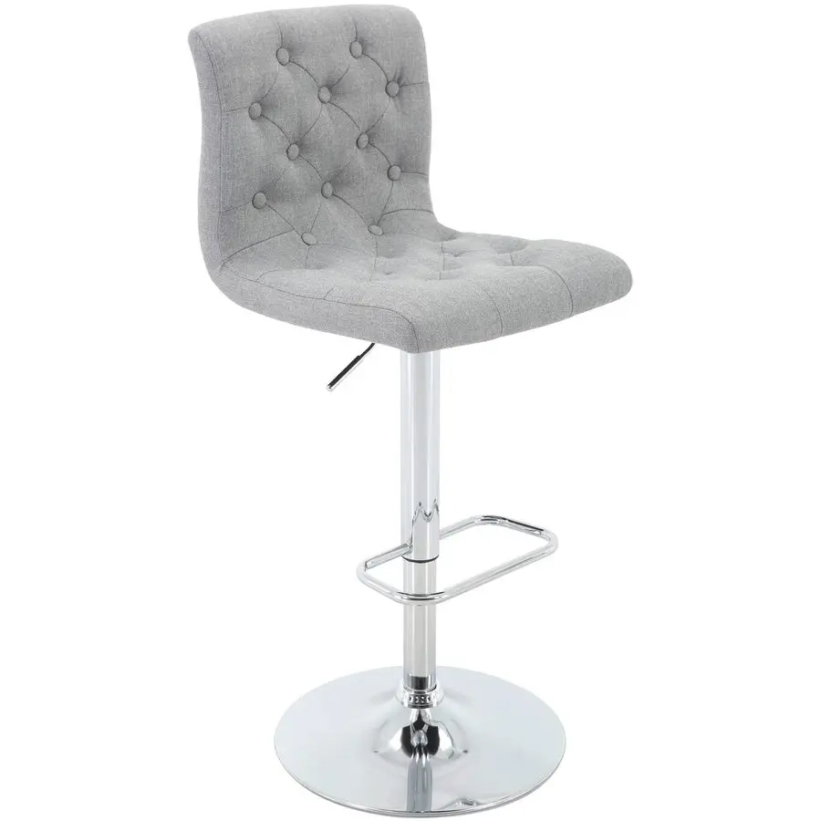 

Tufted Fabric Bar Stool, Adjustable Swivel Counter Height Barstool with Back, Upholstered Armless Airlift Bar Chair for Kitchen