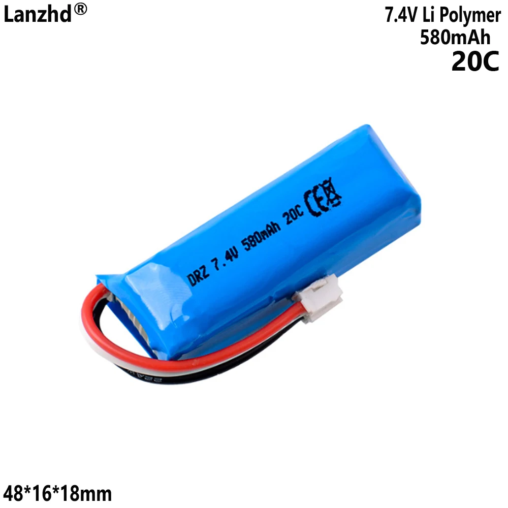 7.4V 580mAh 20C Lithium Battery For ATOMIC DRZ Drift Mosquito Car 1/28 Scale Remote Control Vehicle battery