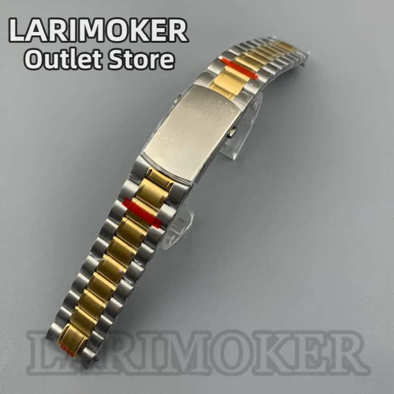 LARIMOKER 20 مللي متر نغمتين حزام ساعة ذهبي وردي 904L الصلبة الفولاذ المقاوم للصدأ ثلاثة وصلات سوار للطي المشبك ساعة ملحق #3