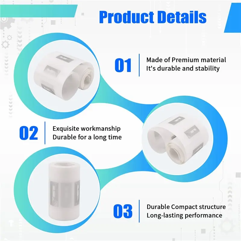 N82R 100 PCS NFC Tags Sticker With NTAG213 Chip Blank NFC Stickers Adhesive Labels RFID Tags Rewritable 144 Bytes Memory Durable