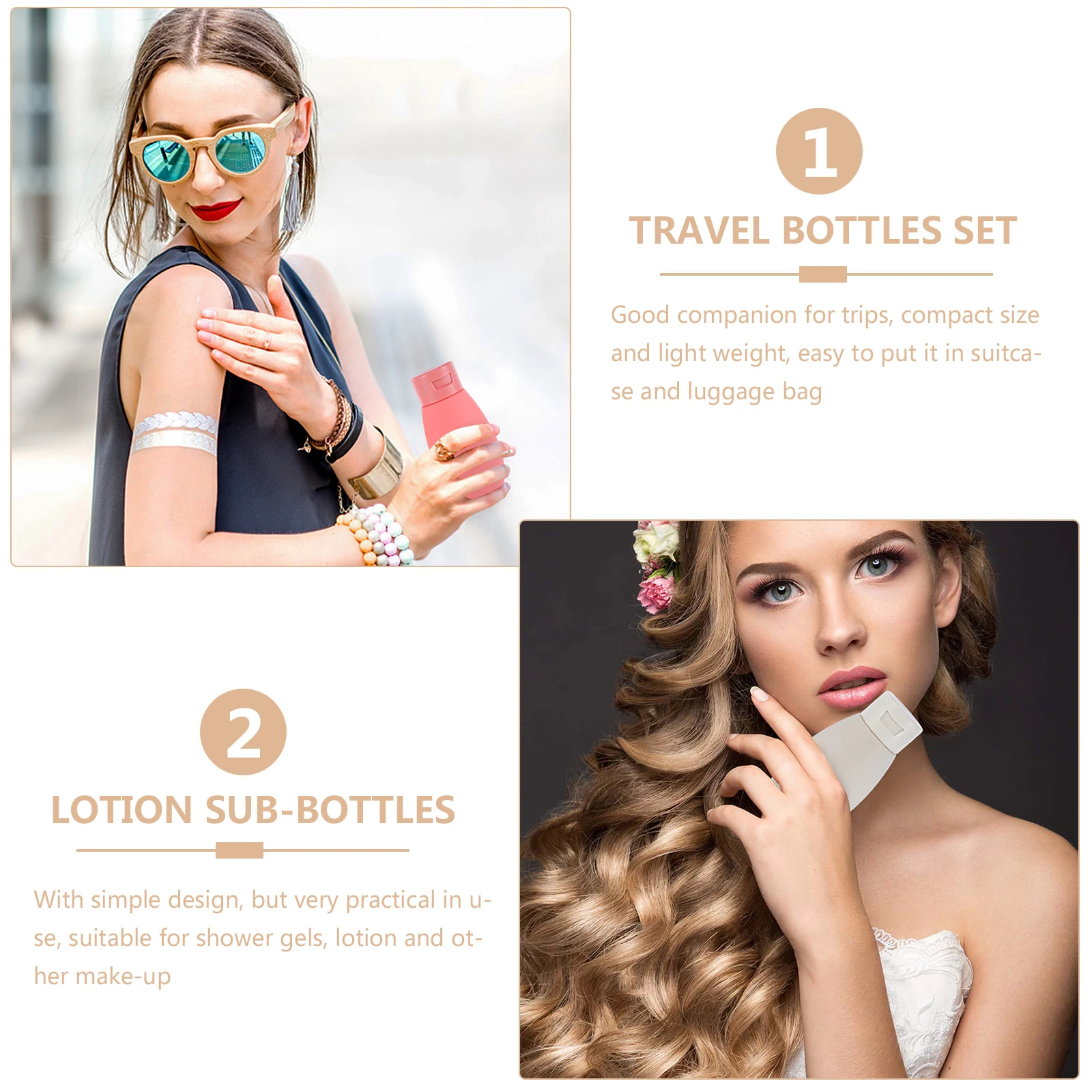 

3pcs Travel Bottles Set Sub-Bottling Leak-Proof Squeeze Storage Airplane Carry Compact Lightweight PP PE Material Safe Durable