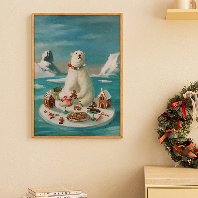 Janet Hill Goodie Polar Bear Glacier Nursery Decor Wall Art Canvas Painting Print Poster Picture Kids Room Decoration Bedroom