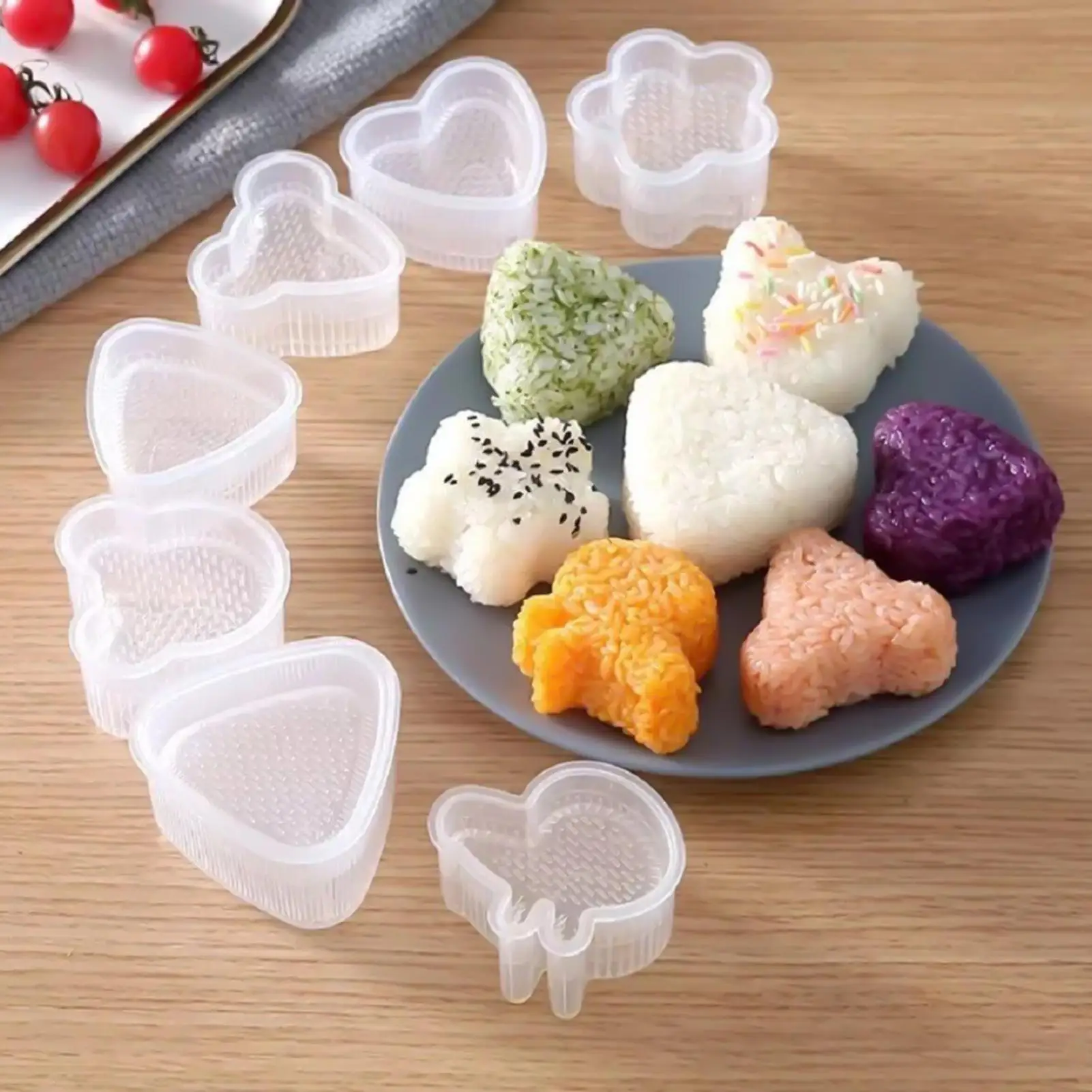 8Pcs Sushi Mold Rice Ball Molds Press Sushi Maker Triangle Mould Japanese Onigiri Rice Ball Bento Gadget Kitchen Accessories
