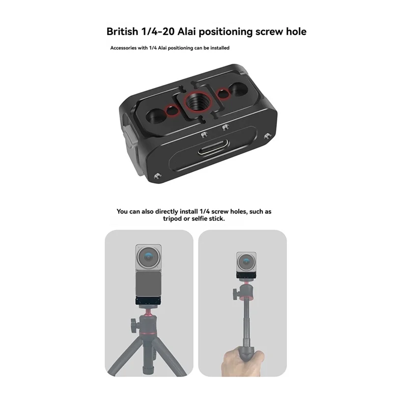 Magnetische basisadapter met Type-C opladen voor DJI Action2 camerahouder, 1/4 ARRI-interface-BCBW