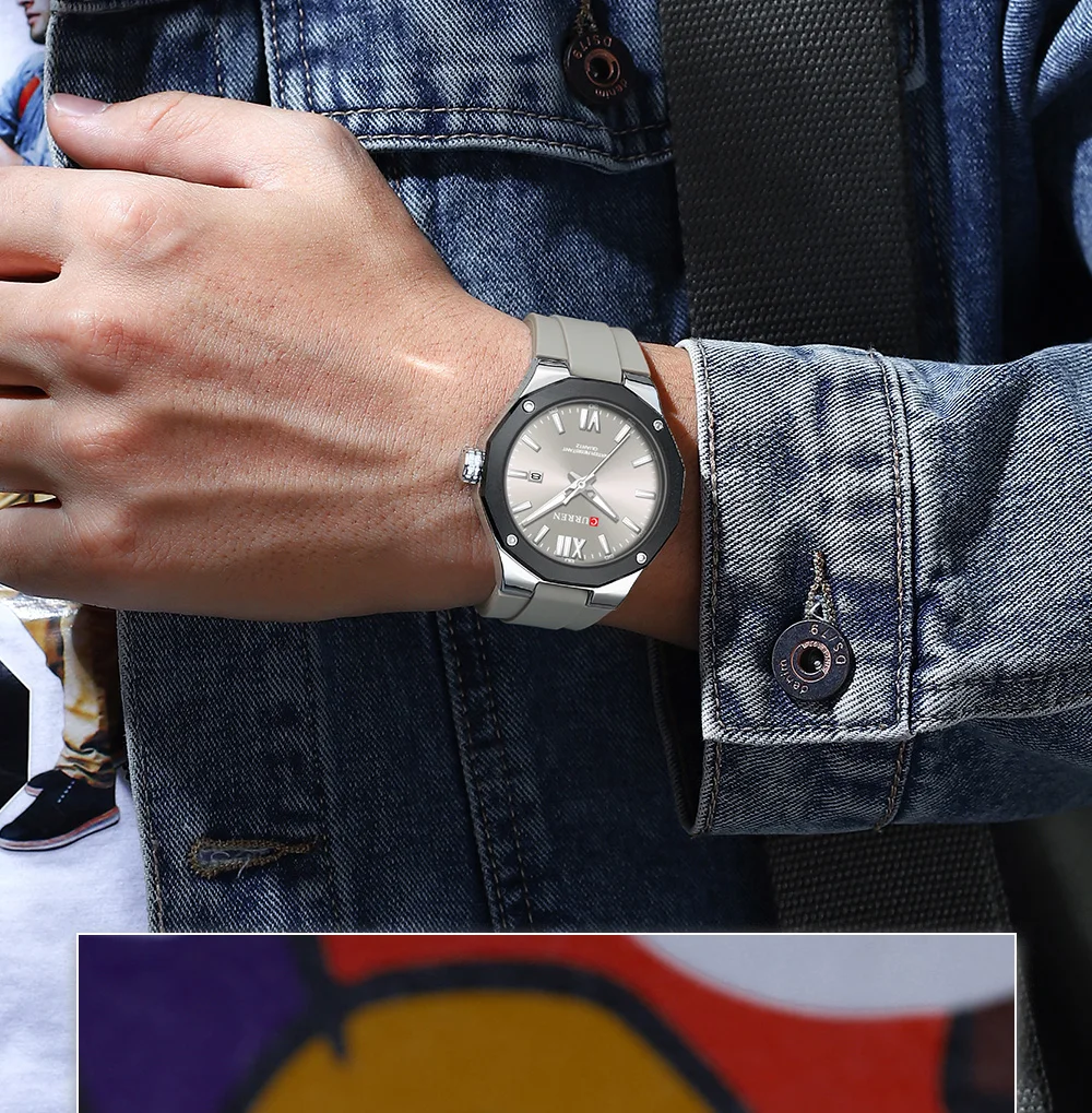 CURREN Einfache Luxus-Herrenuhren Neue Business-Quarz-Armbanduhr mit Silikonarmband Leuchtende Zeiger Wasserdichte Uhr – Detail 17