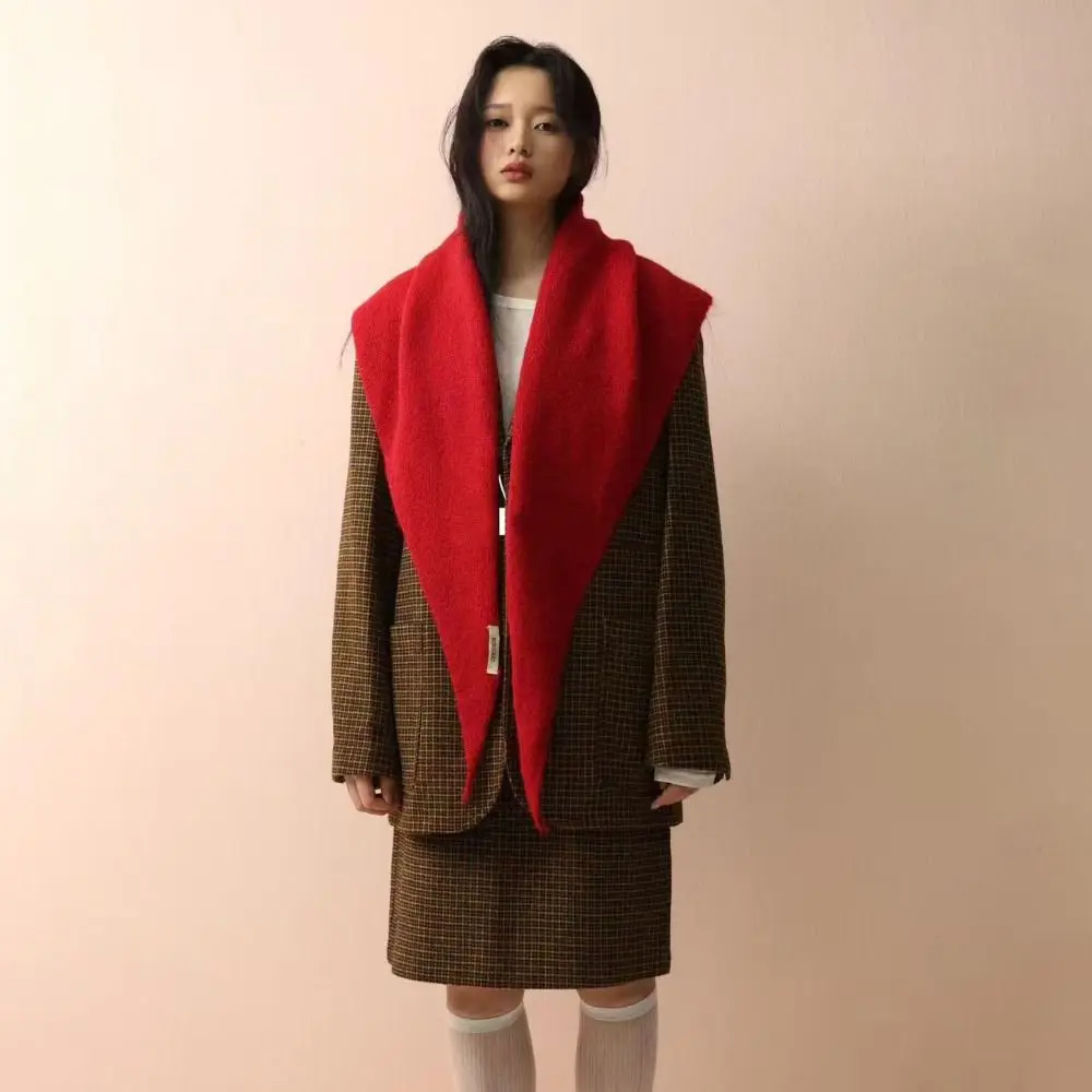 

Корейский супер уютный шерстяной шарф, удобный нежный мягкий зимний платок, теплый треугольный хиджаб, зимний женский платок