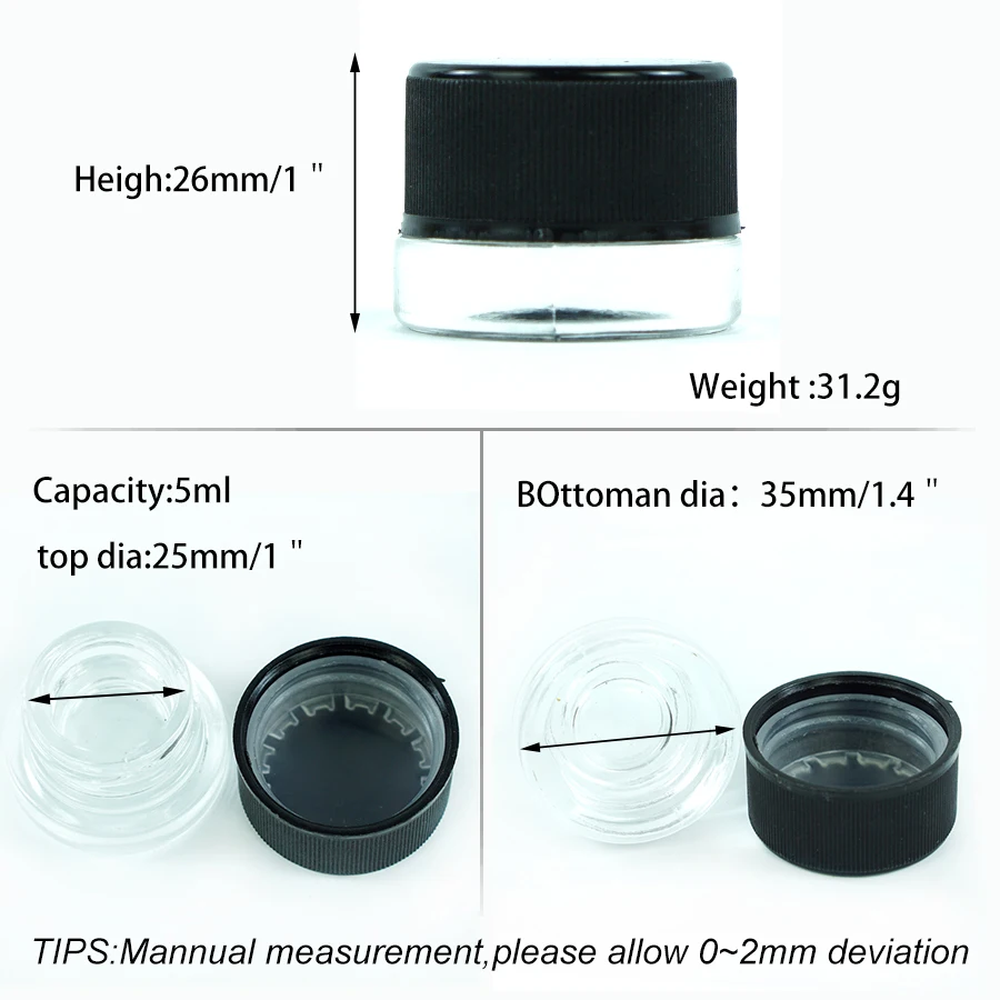 1 PCS Glass Cosmetic Jar, Transparent Sample Bottles, Cream, Lip Balm Container, Lotion Ointments, 5ml