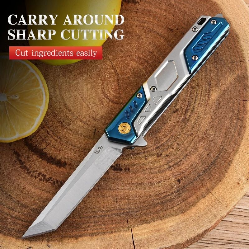 New mechanical folding fruit knife, car mounted window breaking multifunctional tool, folding knife, heavy-duty all steel foldin