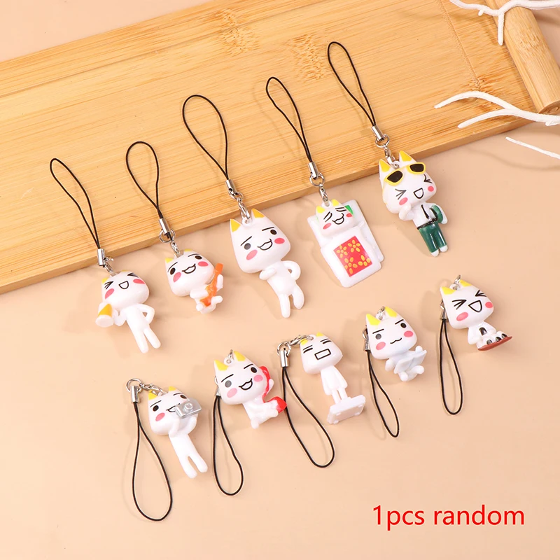 1Pc Handmade Toro E Kuro Phone Lanyard Cute Cartoon Cat Mobile Phone Chain Lovely Resin Keychain Cellphone Charm Camera Pendant