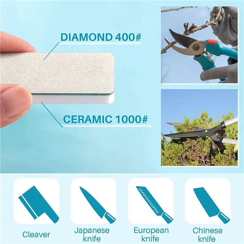 Grit 400/1000 Double Side Diamond Ceramic Whetstone Knife Sharpener Outdoor Portable Mini Grindstone Kitchen Sharpening Stone