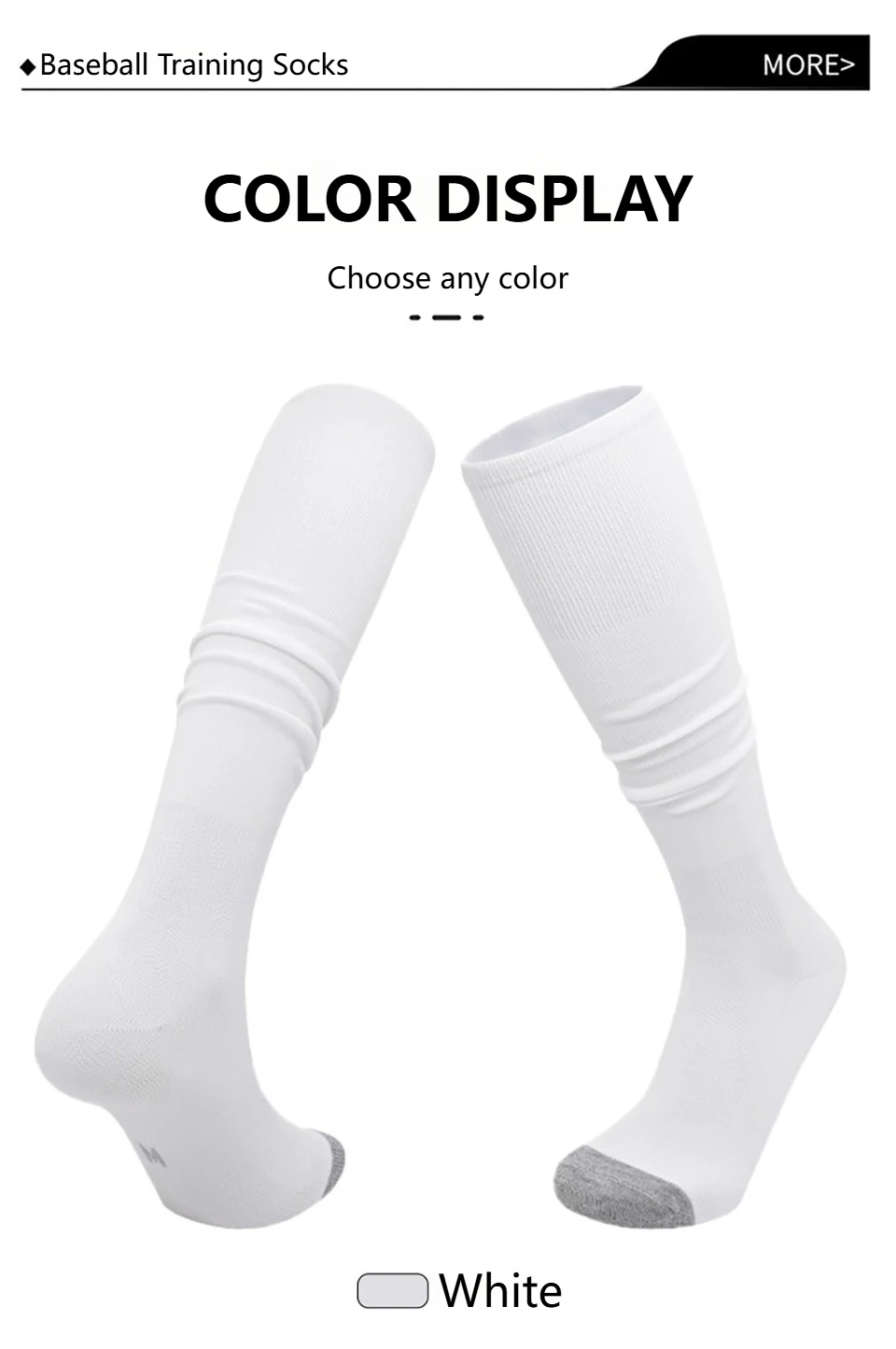 Loogdeel Professionelles Trainingsspiel, Sportsocken für Männer und Frauen, lange Länge, High-Top-Fußball-Softball-Socken, lange Socken – Detail 9