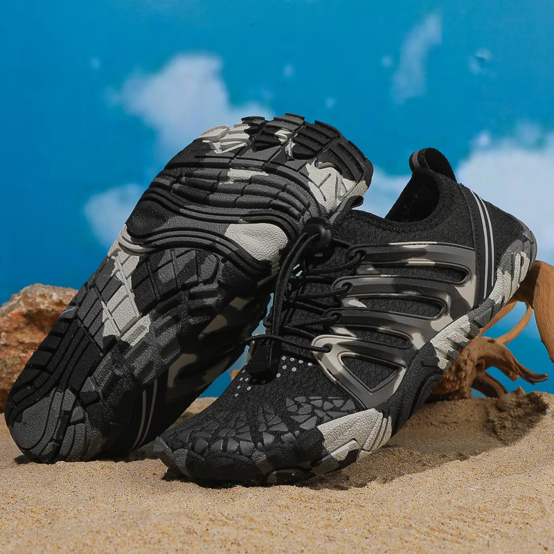 HKDQ Mannen Vrouwen Waterschoenen Big Size 46, Mannelijke Sneakers met Vingers Ademend Mesh Rubberen Zool Sneldrogend Strand Aqua Schoenen Vrouwen