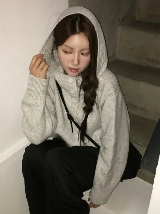 سترة نسائية أنيقة بغطاء للرأس بأزرار علوية مقاس صغير Sli Age-Defng سترة طويلة Sve ملابس خارجية للخريف Jaet #4