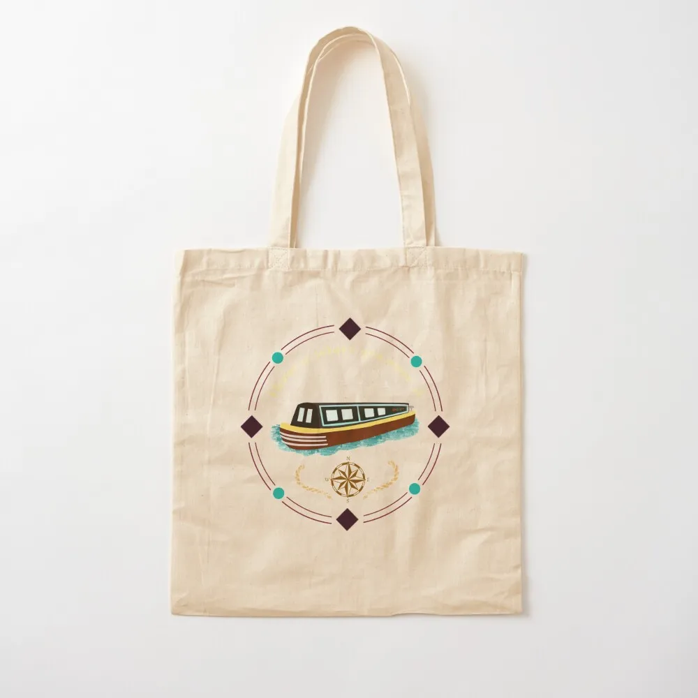 

Narrowboat Illustration Home is where You Moore It Tote Bag